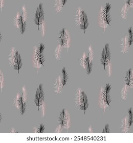 Seamless vector pattern, tops and tropical leaves, for bedding, wallpaper and texture