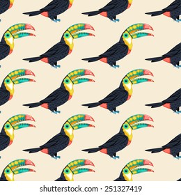 Seamless vector pattern with toucans - Illustration