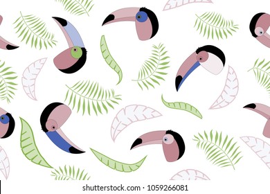 Seamless vector pattern with toucans and tropical leaves. Cover templates for notepad. Scrapbook paper.