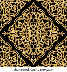 Seamless vector pattern. Traditional asian ornamental motive. Seamless background from a floral oriental golden ornament, fashionable modern wallpaper or textile. Elegant luxury tiled design.