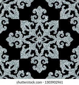 Seamless vector pattern. Traditional asian ornamental motive. Seamless background from a oriental silver ornament, fashionable modern wallpaper or textile. Elegant luxury tiled design.