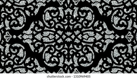 Seamless vector pattern. Traditional asian ornamental motive. Seamless background from a oriental silver ornament, fashionable modern wallpaper or textile. Elegant luxury tiled design.