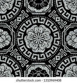 Seamless vector pattern. Traditional asian ornamental motive. Seamless background from a oriental silver ornament, fashionable modern wallpaper or textile. Elegant luxury tiled design.