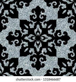 Seamless vector pattern. Traditional asian ornamental motive. Seamless background from a oriental silver ornament, fashionable modern wallpaper or textile. Elegant luxury tiled design.