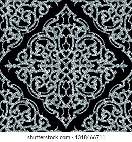 Seamless vector pattern. Traditional asian ornamental motive. Seamless background from a oriental silver ornament, fashionable modern wallpaper or textile. Elegant luxury tiled design.