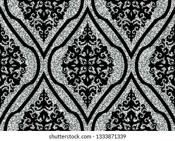 Seamless vector pattern. Traditional asian ornamental motive. Seamless background from a oriental silver ornament, fashionable modern wallpaper or textile. Elegant luxury tiled design.