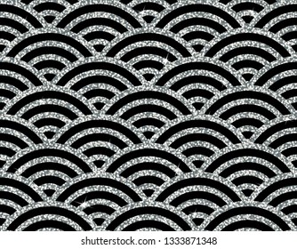 Seamless vector pattern. Traditional asian ornamental motive. Seamless background from a oriental silver ornament, fashionable modern wallpaper or textile. Elegant luxury tiled design.