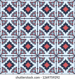 Seamless vector pattern in traditional east style. Graceful Arab ornament from the stylized crosses and stars. Beautiful patten lattice. Abstract ornament. Endless texture for textile design. Vector 