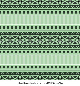 Seamless vector pattern.  Traditional ethno background in green colors. Series of National, Folk, Ethnic and Traditional Seamless Patterns.