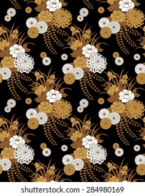 Seamless vector pattern. Traditional japanese flower motif. 