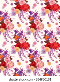 Seamless vector pattern. Traditional japanese flower motif. 