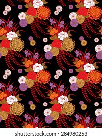 Seamless vector pattern. Traditional japanese flower motif. 