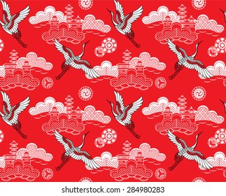 Seamless vector pattern. Traditional japanese ornamental motives.