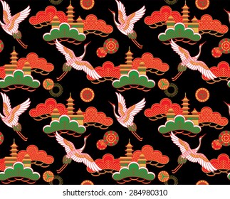 Seamless vector pattern. Traditional japanese ornamental motives.