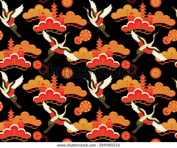 Seamless Vector Pattern Traditional Japanese Ornamental Stock Vector