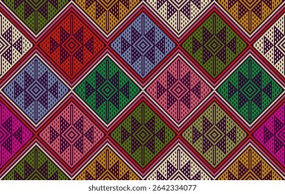 Seamless vector pattern with traditional Mexican Teenek Huastek embroidery symbols