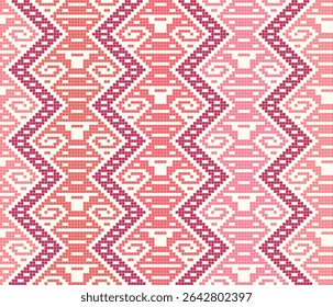 Seamless vector pattern with traditional Mexican Teenek Huastek embroidery symbols