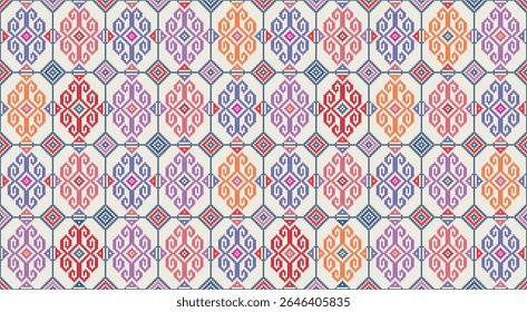 Seamless vector pattern with traditional Mexican Teenek Huastek embroidery symbols