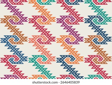 Seamless vector pattern with traditional Mexican Teenek Huastek embroidery symbols