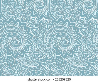 Seamless vector pattern with traditional oriental floral ornament with a lot of details. 