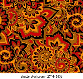Seamless vector pattern with traditional oriental floral ornament with a lot of details. 