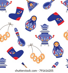 seamless vector pattern with traditional Russian elements