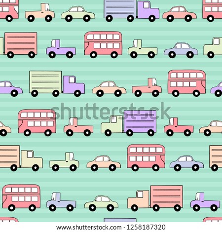 Seamless Vector Pattern of Traffic in Pastel Colors