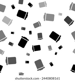 Seamless vector pattern with trash symbols, creating a creative monochrome background with rotated elements. Vector illustration on white background