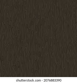 Motif harmonieux d'image vectorielle avec texture écorce d'arbre sur fond marron foncé. Fond d'écran simple en ligne ondulée. Tissus décoratifs rayés.