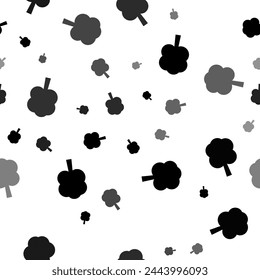 Seamless vector pattern with tree symbols, creating a creative monochrome background with rotated elements. Vector illustration on white background