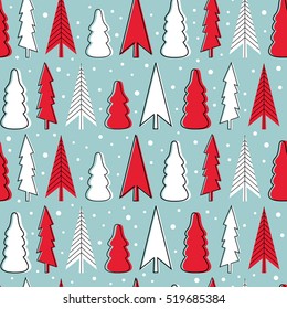 Seamless vector pattern with trees. Can be used for wallpaper, pattern fills, fabric, web page background, surface textures, gifts, wrapping paper. scrapbooking.