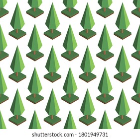 Seamless vector pattern in trees isometric. Forest on a white background eps