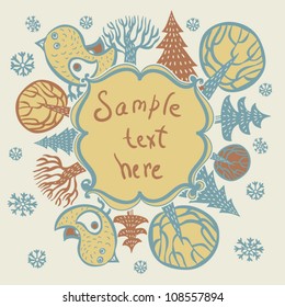 Seamless vector pattern of trees and leaves Fall, Winter