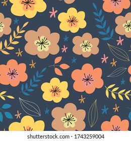Patrón vectorial sin cable. Patrón floral de moda.Fondo de repetición floral. Diseño de tela natural.Para textiles, papel tapiz, tela, papel de envoltura.
