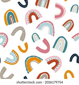 seamless vector pattern with trendy rainbow elements on a light background