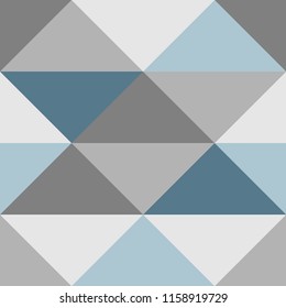 Seamless vector pattern with triangles for interior design. Grey and blue. EPS Illustration 08