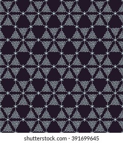 Seamless vector pattern from tribal african ornament of purple and menthol colors. Graphical hand drawn background. Vector illustration