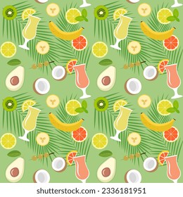 Seamless vector pattern - tropical cocktail