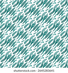 Seamless vector pattern of tropical fern leaves in vibrant green tones  Perfect for textiles, wallpapers, and eco-themed designs.