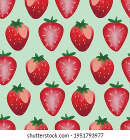 Patrón vectorial sin foco con frutos tropicales ilustración brillante fresa floral berry rojo