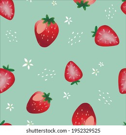 Nahtlose Vektormuster mit tropischen Früchten, helle Illustration blorbeerrote Rot