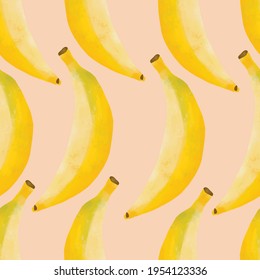 Seamless vector pattern with tropical fruits bright illustration floral bananas yellow