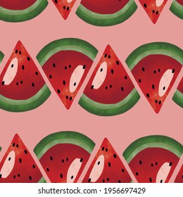 Patrón vectorial sin foco con frutos tropicales ilustración brillante sandía floral