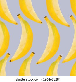 Seamless vector pattern with tropical fruits bright illustration floral bananas yellow