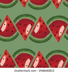 Patrón vectorial sin foco con frutos tropicales ilustración brillante sandía floral