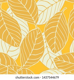 Seamless vector pattern with tropical leaves editable and separable 