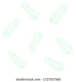 Seamless vector pattern with tropical leaves hand drawn isolated on a white background. Vector background pattern with green leaves perfect for wedding invitations, textile, print