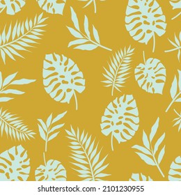 
Seamless vector  pattern with 
with tropical leaves. Perfect print for fabric, textile, wallpaper, poster, postcard and gift wrapping.