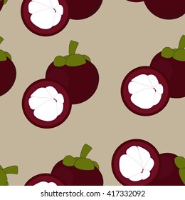 Seamless vector pattern of tropical mangosteen
