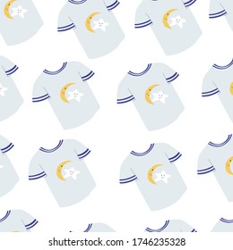 Seamless vector pattern with t-shirts. Color cartoon illustration.